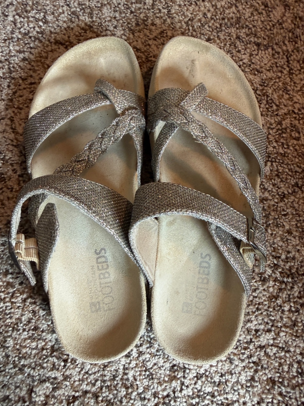 White Mountain Gracie Footbeds Braided Strap Women's Sandals in Metallic Gold